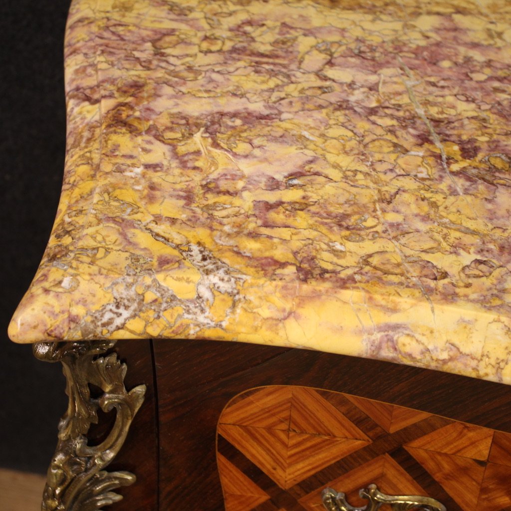 20th Century French Louis XV Style Inlaid Commode-photo-4