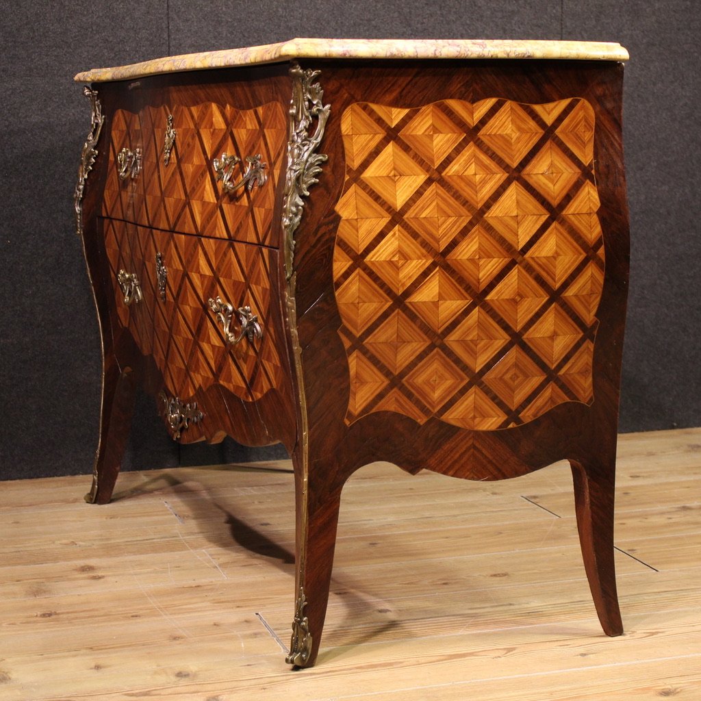 20th Century French Louis XV Style Inlaid Commode-photo-5