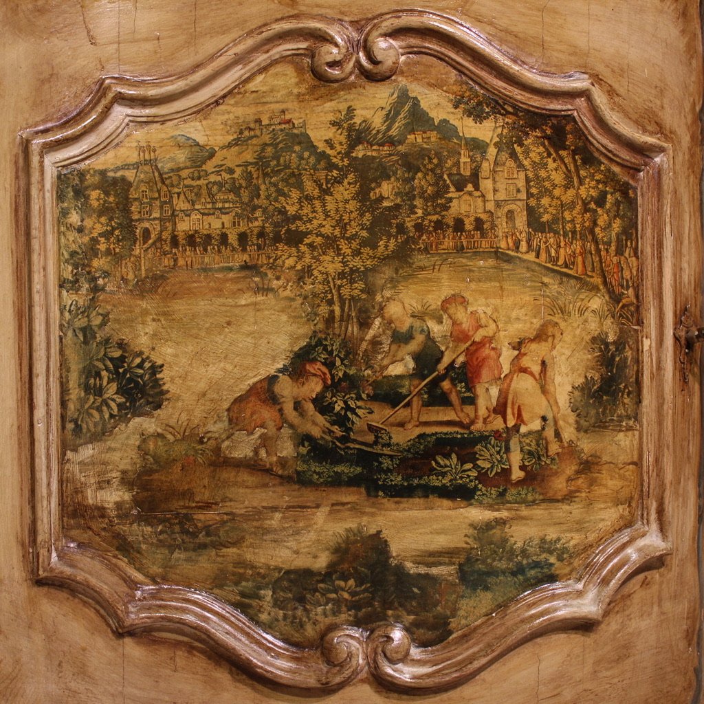 Grand buffet vénitien laqué et peint du 20ème siècle-photo-3