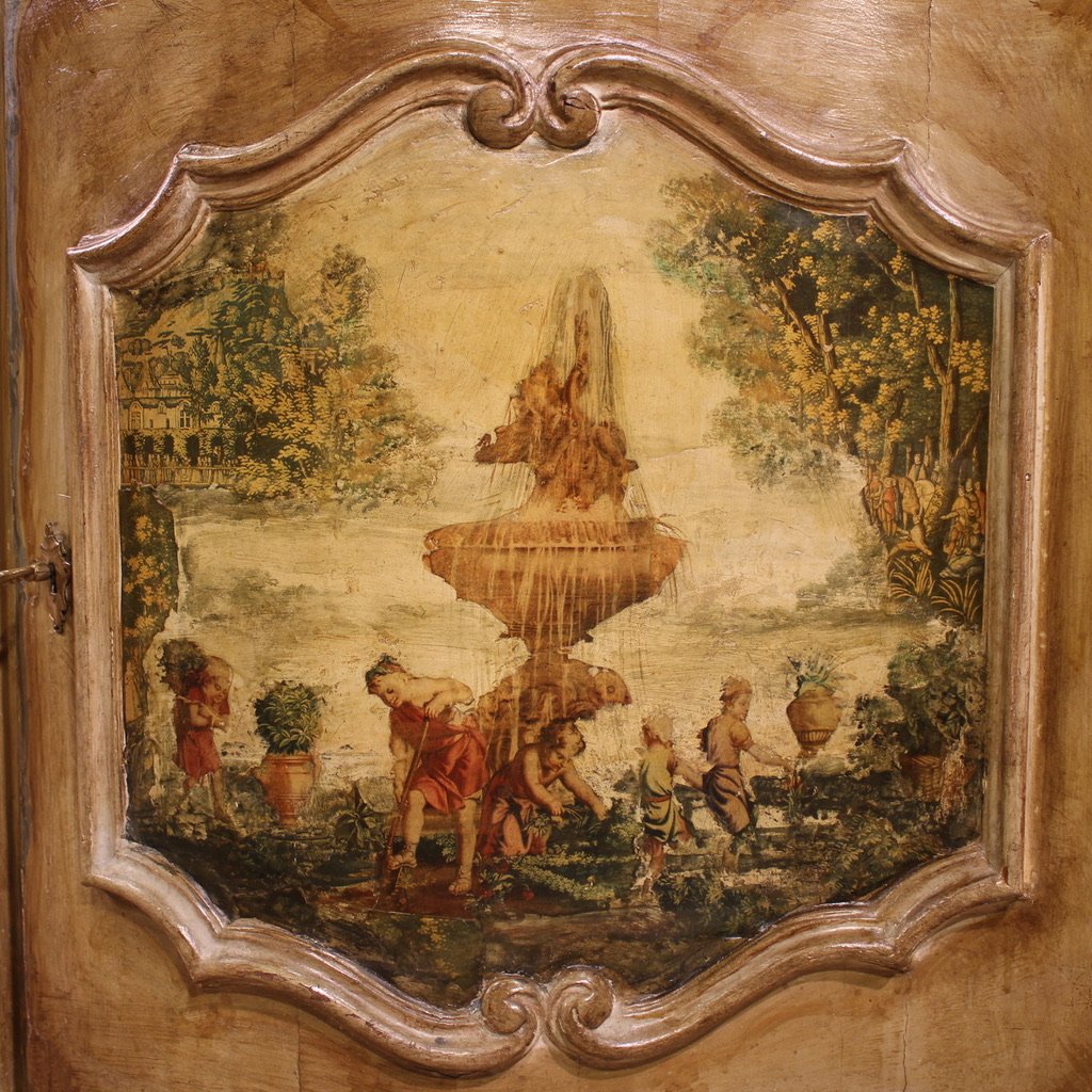 Grand buffet vénitien laqué et peint du 20ème siècle-photo-8