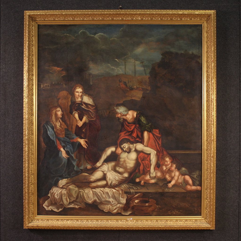 Great 17th-century Italian Painting, Lamentation Over The Dead Christ-photo-2