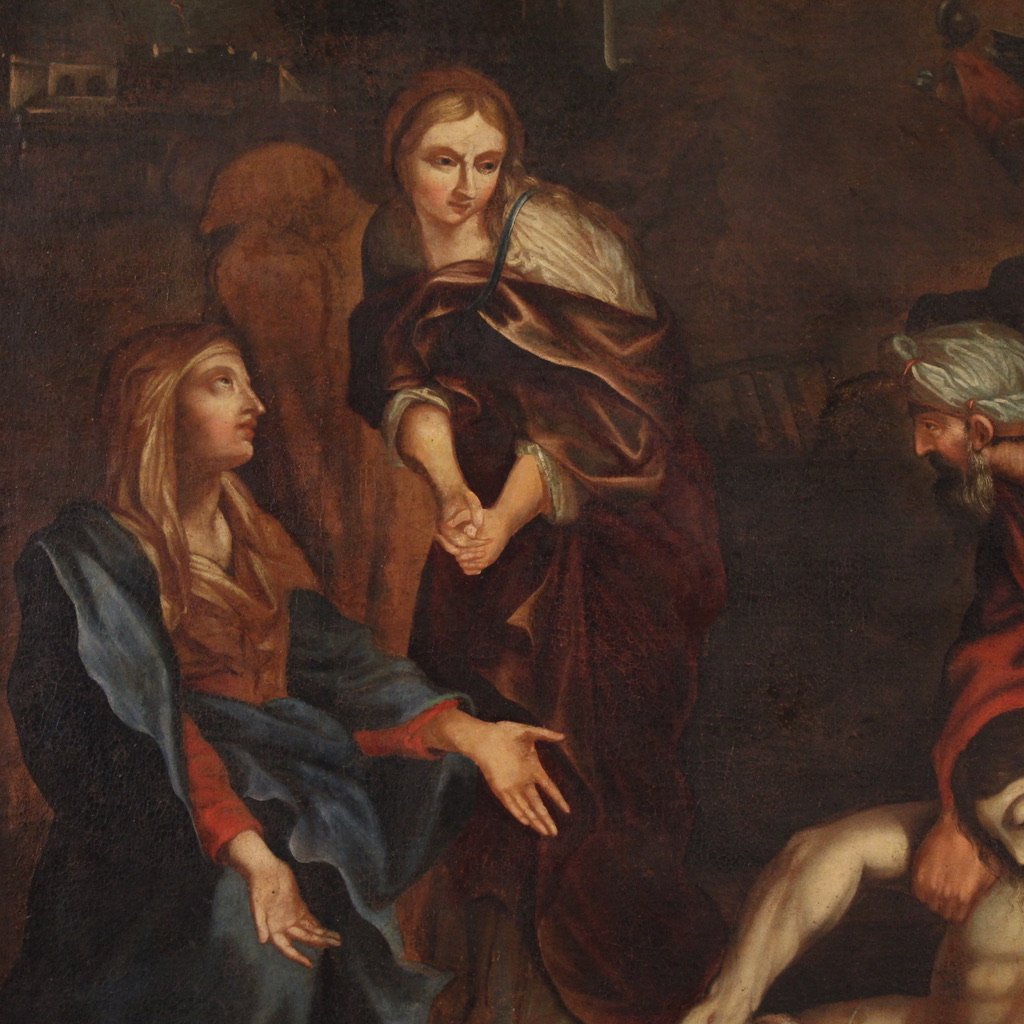 Great 17th-century Italian Painting, Lamentation Over The Dead Christ-photo-4