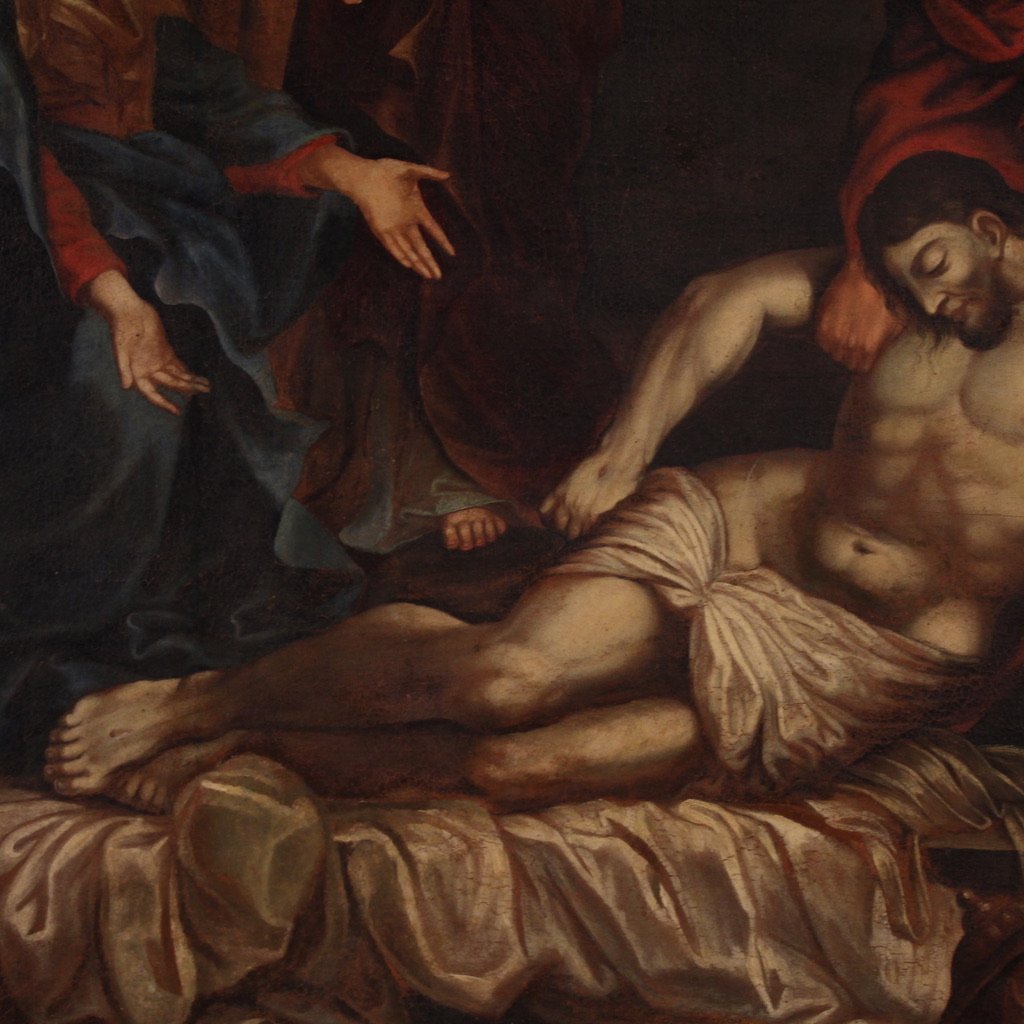 Great 17th-century Italian Painting, Lamentation Over The Dead Christ-photo-3