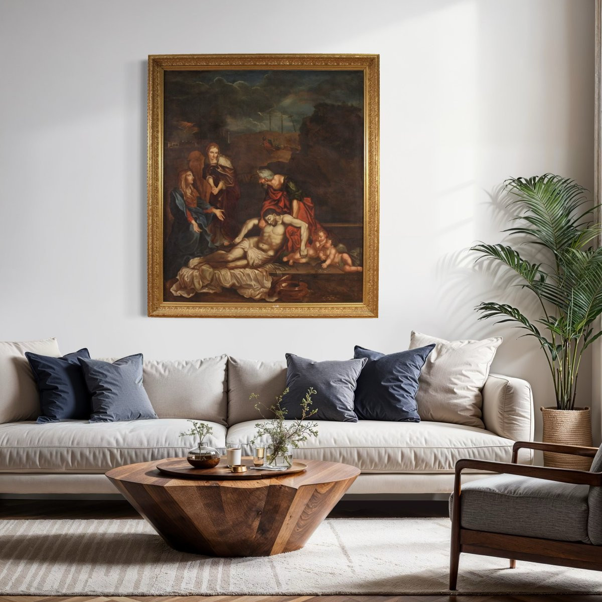 Great 17th-century Italian Painting, Lamentation Over The Dead Christ-photo-4