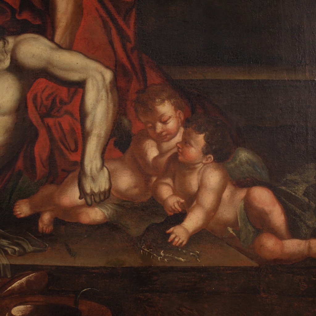 Great 17th-century Italian Painting, Lamentation Over The Dead Christ-photo-5