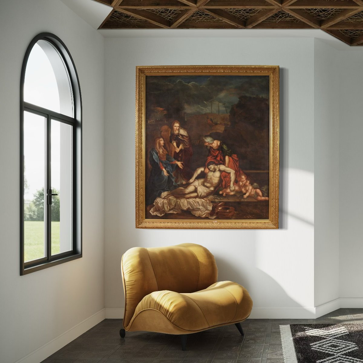 Great 17th-century Italian Painting, Lamentation Over The Dead Christ-photo-7