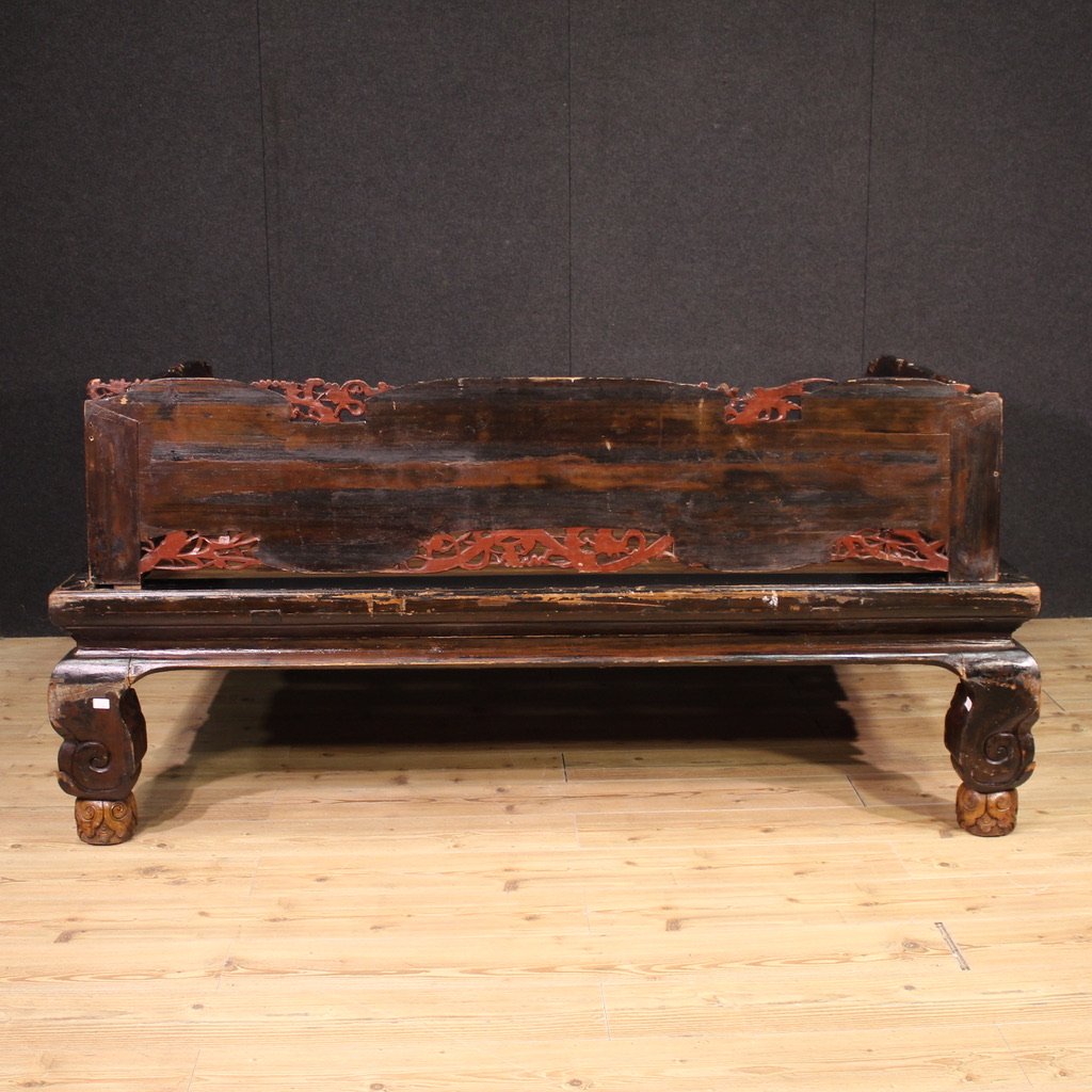 Great 19th Century Lacquered And Gilded Chinese Opium Bed-photo-4