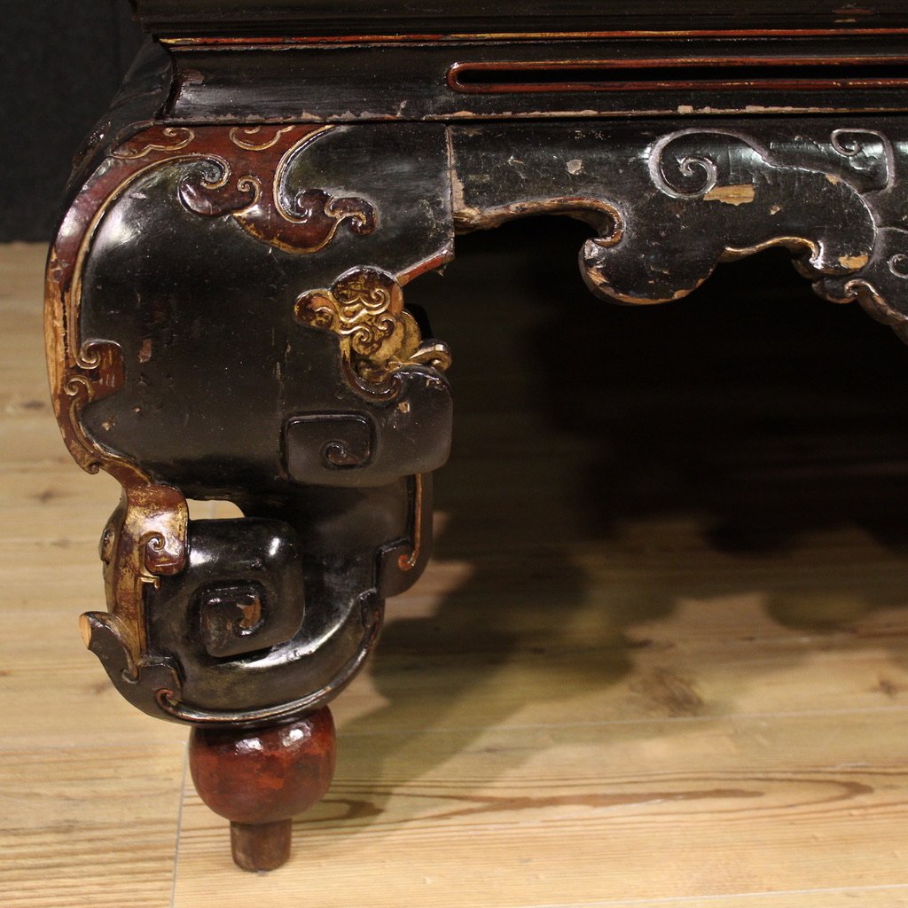 Great 19th Century Lacquered And Gilded Chinese Opium Bed-photo-3