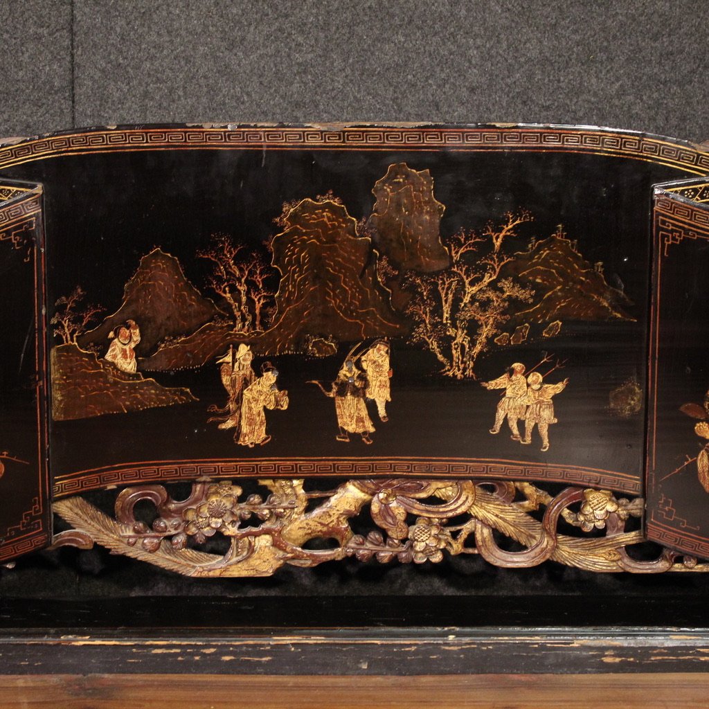 Great 19th Century Lacquered And Gilded Chinese Opium Bed-photo-4