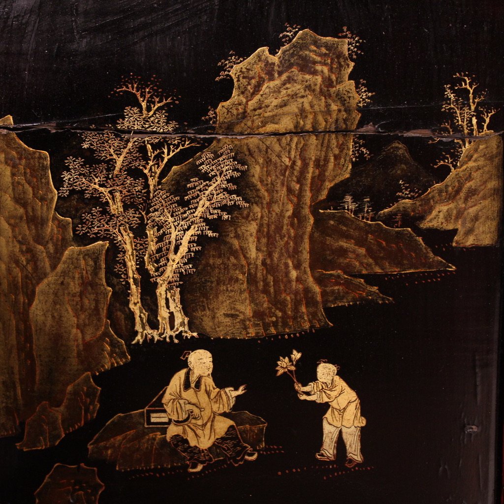 Great 19th Century Lacquered And Gilded Chinese Opium Bed-photo-7