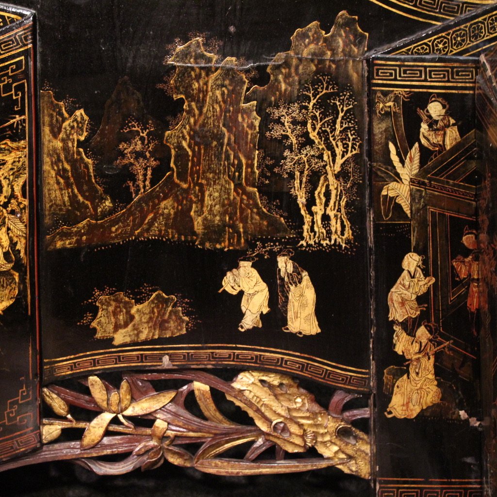 Great 19th Century Lacquered And Gilded Chinese Opium Bed-photo-8