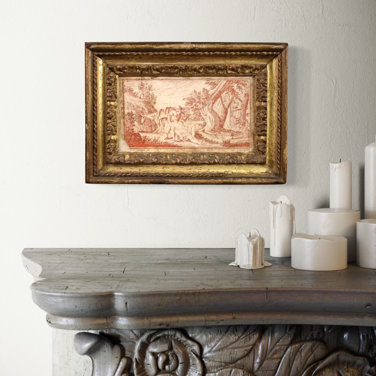 Scagliola Panel On Slate Signed Sayter And Dated 1749-photo-3