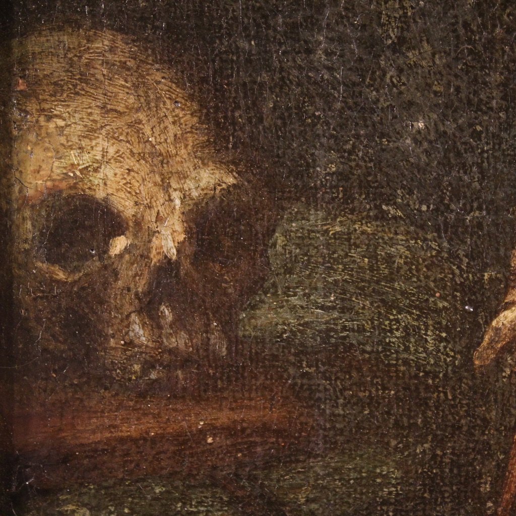 Antique Spanish Painting Of Saint Francis From The 17th Century-photo-3