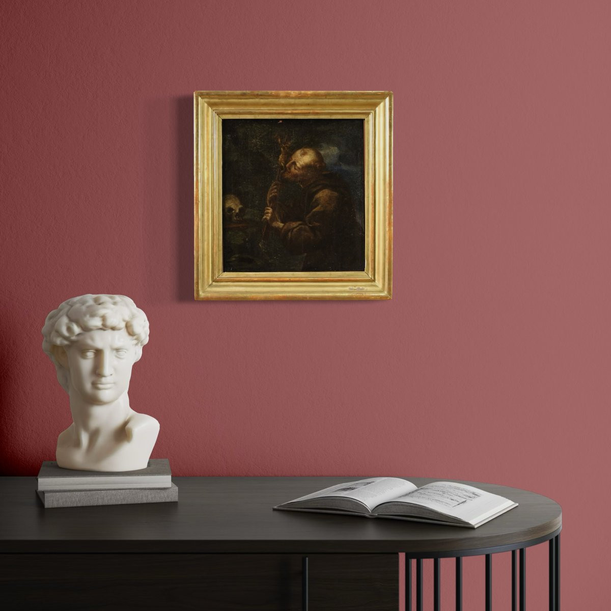 Antique Spanish Painting Of Saint Francis From The 17th Century-photo-2