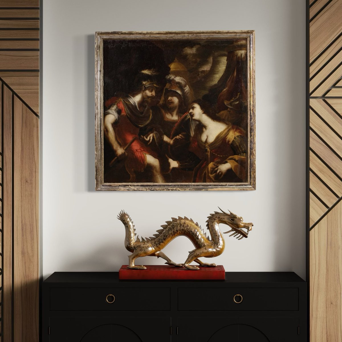 Peinture mythologique 17ème siècle, la dispute entre Agamemnon et Achille au sujet de Briséis-photo-4