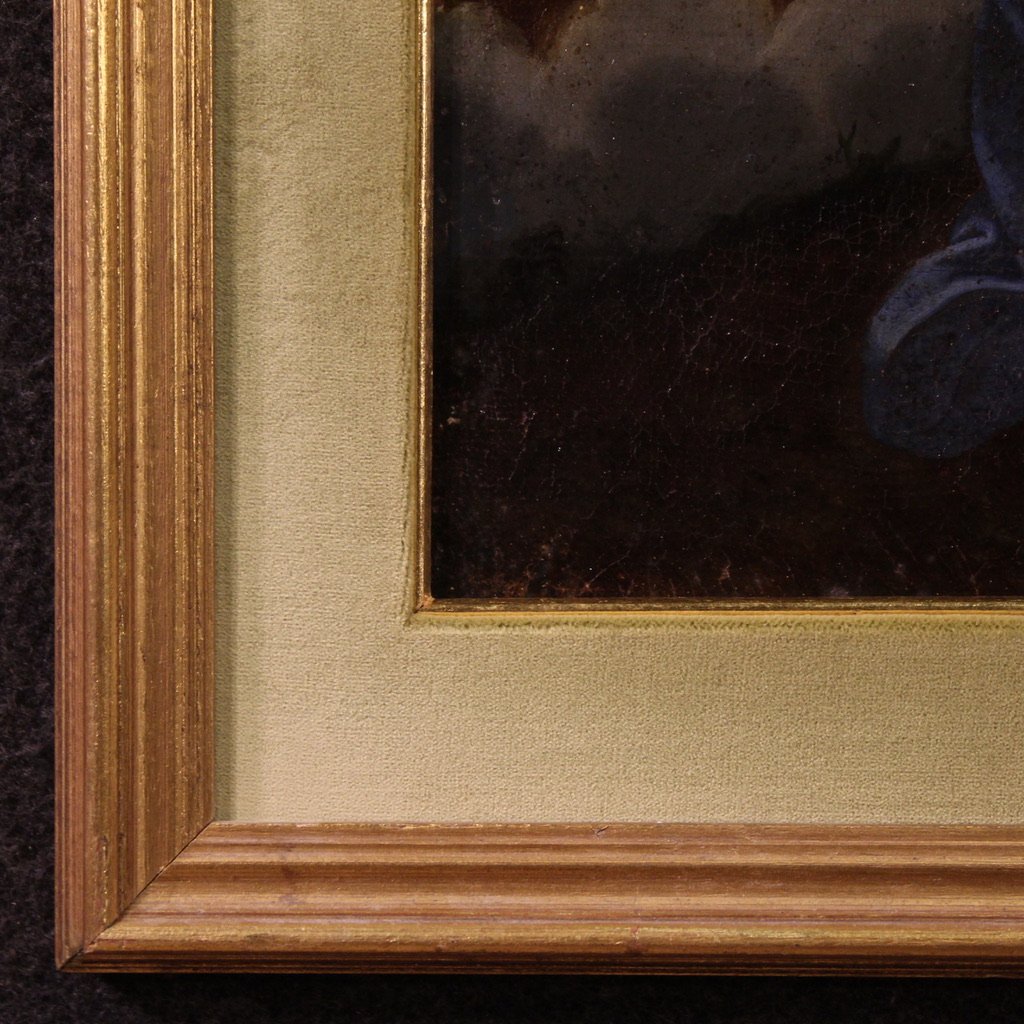 Tableau italien ancien représentant le Christ avec des anges du 17ème siècle-photo-5