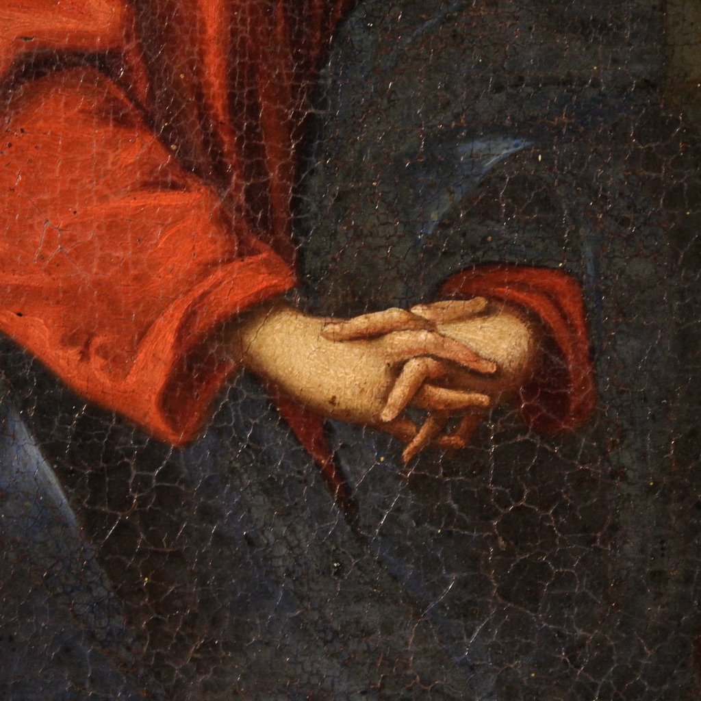 Tableau italien ancien représentant le Christ avec des anges du 17ème siècle-photo-7