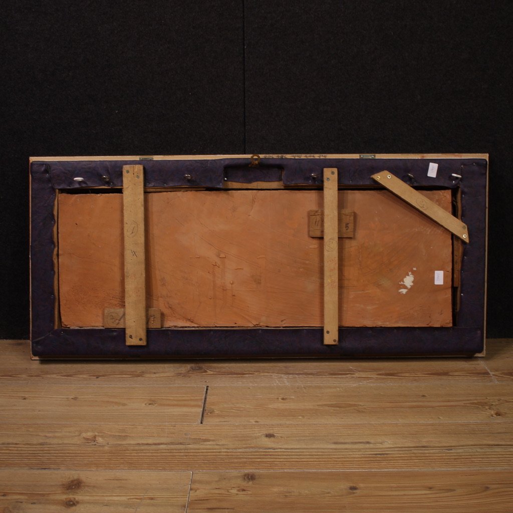 Bas-relief français en terre cuite, Vénus avec faune du 20ème siècle-photo-6