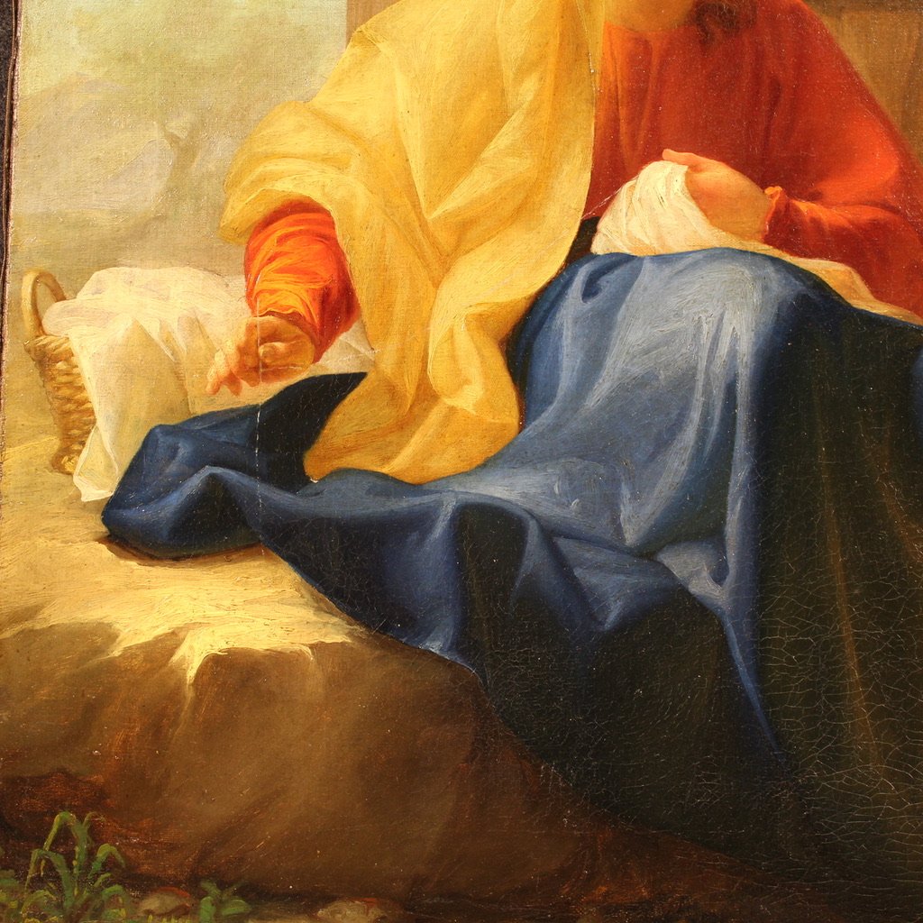 Ancien tableau italien du 18ème siècle, Saint Joseph et la Vierge Marie-photo-4