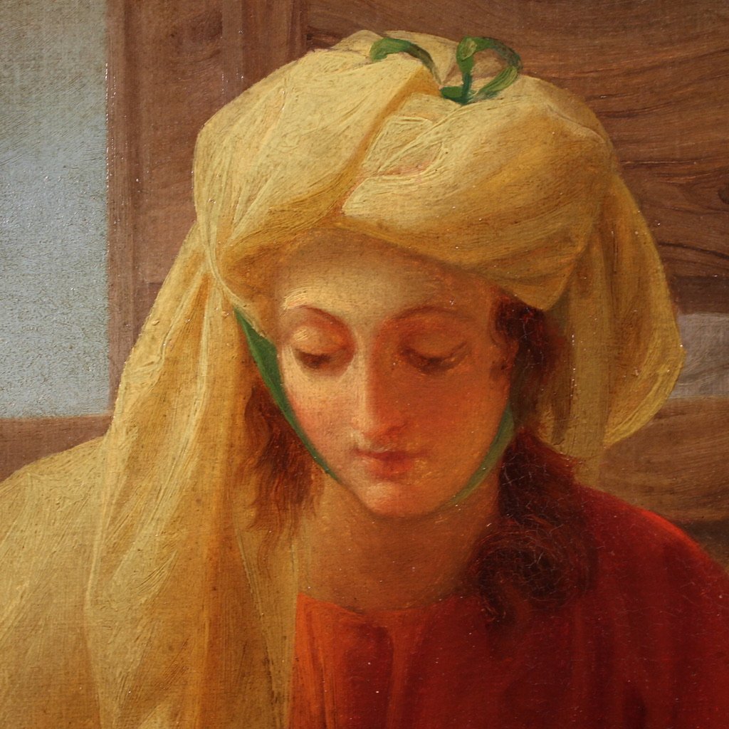 Ancien tableau italien du 18ème siècle, Saint Joseph et la Vierge Marie-photo-7