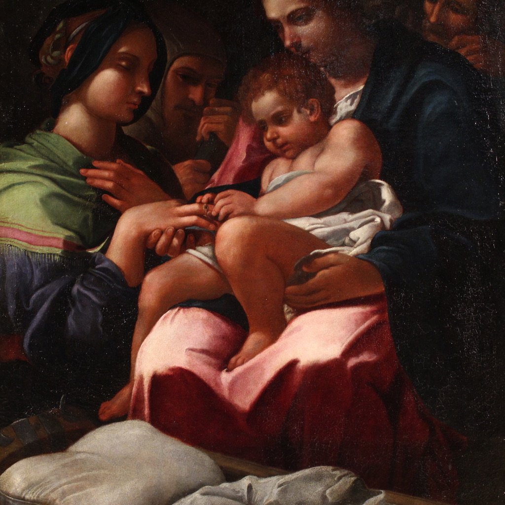 Ancienne peinture italienne du 17ème siècle, Le Mariage mystique de sainte Catherine-photo-4