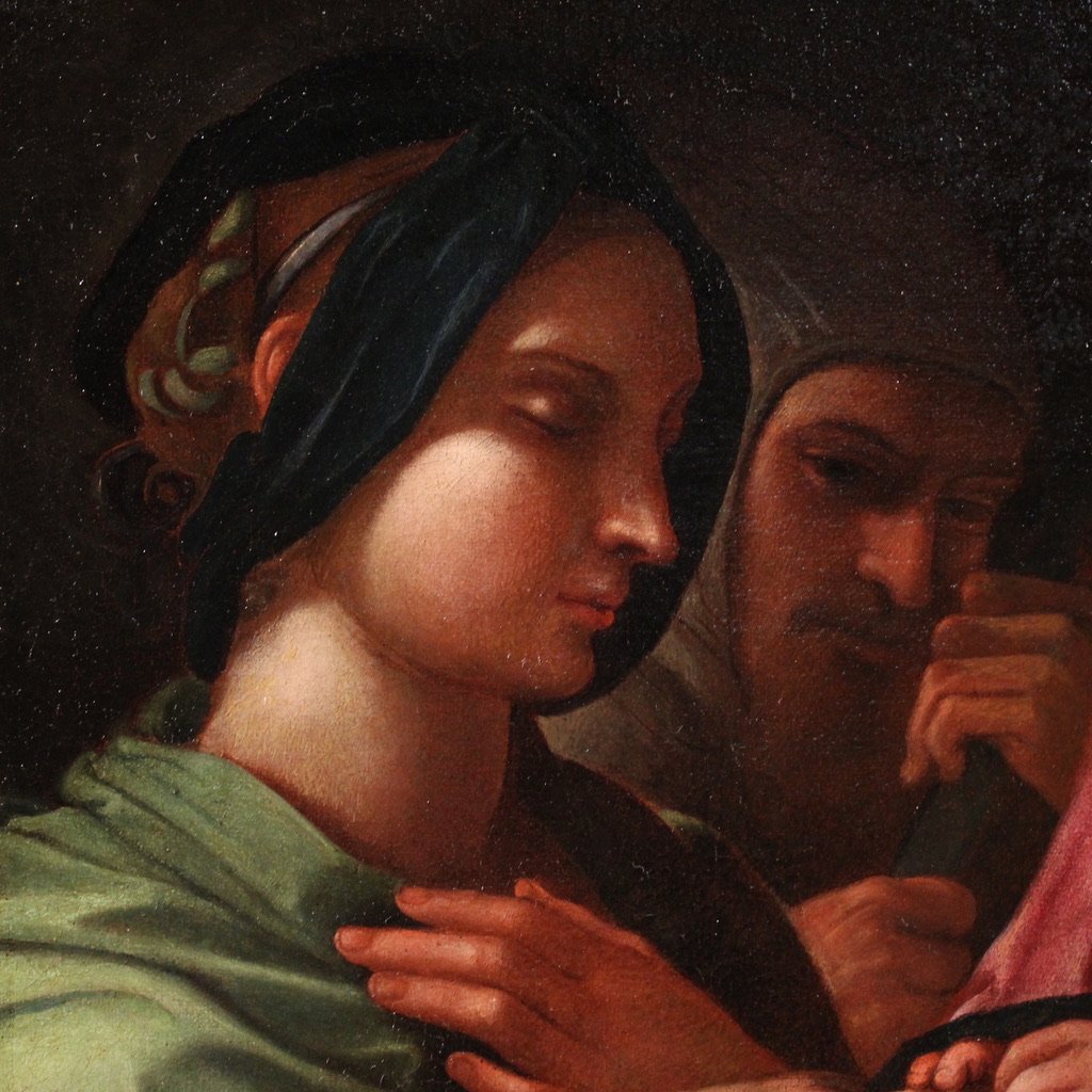 Ancienne peinture italienne du 17ème siècle, Le Mariage mystique de sainte Catherine-photo-2