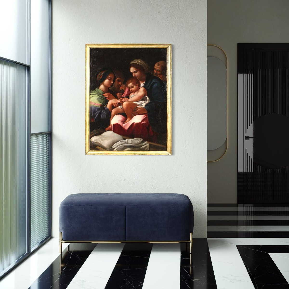 Ancienne peinture italienne du 17ème siècle, Le Mariage mystique de sainte Catherine-photo-6