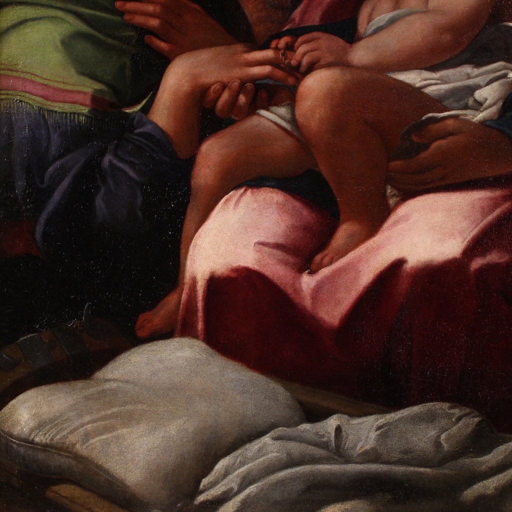 Ancienne peinture italienne du 17ème siècle, Le Mariage mystique de sainte Catherine-photo-7