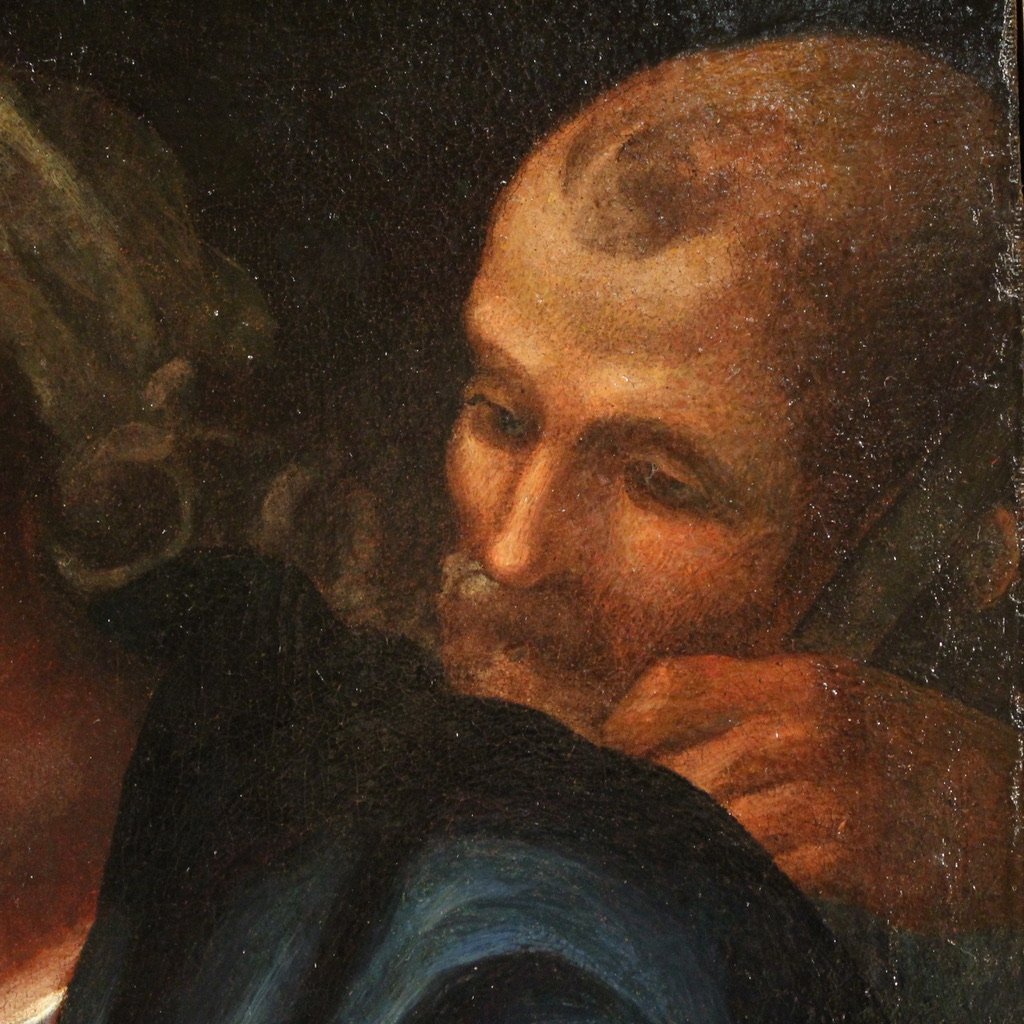 Ancienne peinture italienne du 17ème siècle, Le Mariage mystique de sainte Catherine-photo-8