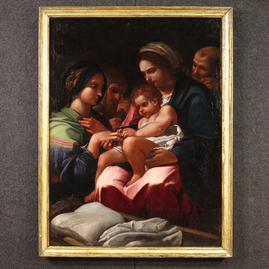 Ancienne peinture italienne du 17ème siècle, Le Mariage mystique de sainte Catherine