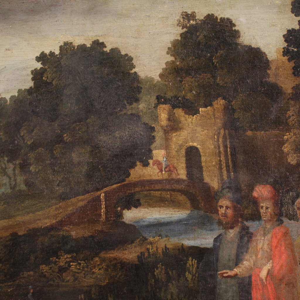 Ancien tableau espagnol du 17ème siècle, La guérison de l'aveugle-photo-7