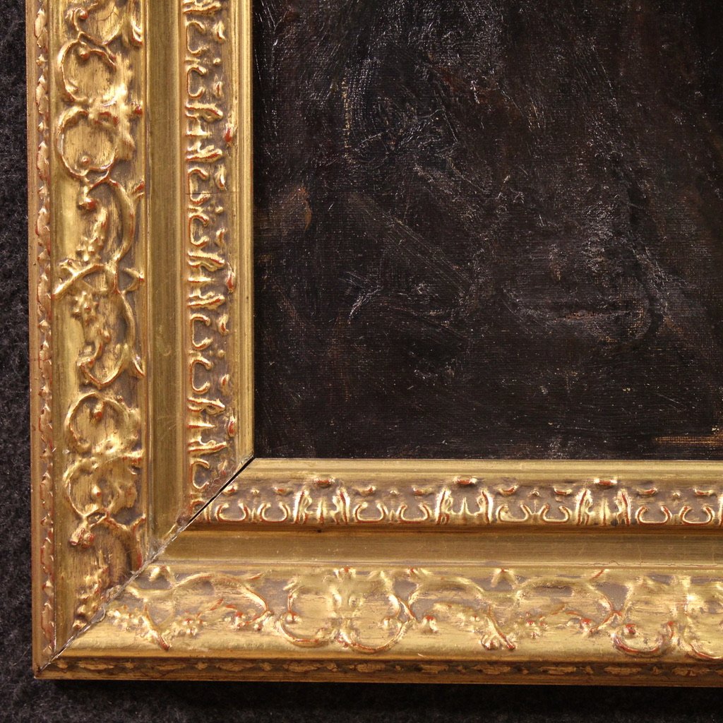 19th Century Italian Impressionist Female Portrait Painting-photo-5