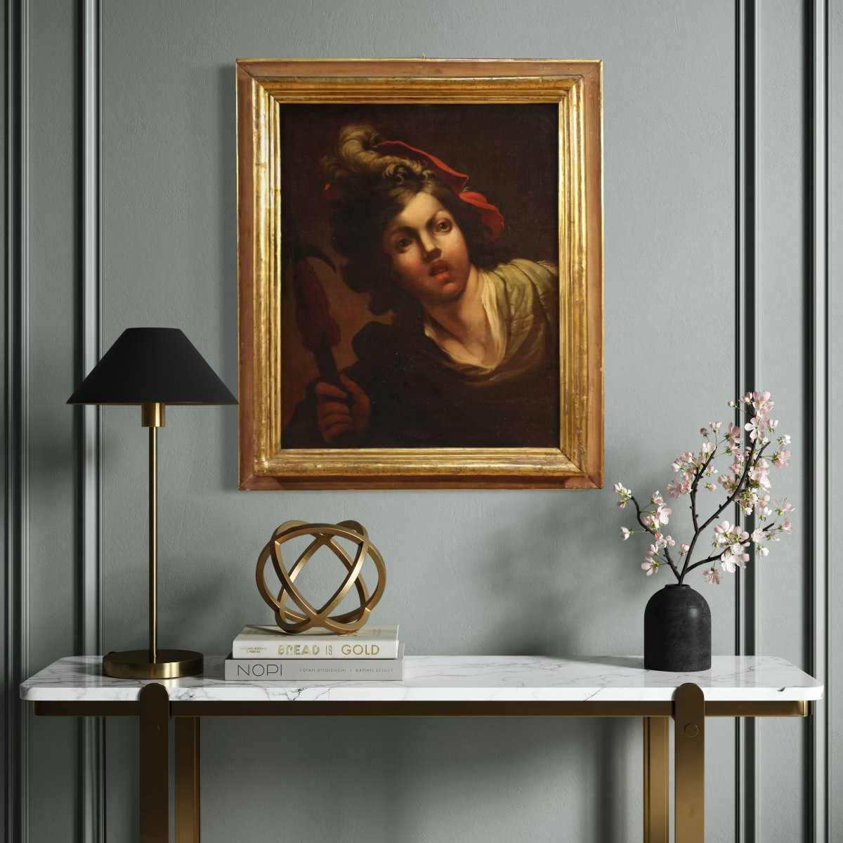 Tableau français ancien du 18ème siècle, portrait d'un soldat-photo-2