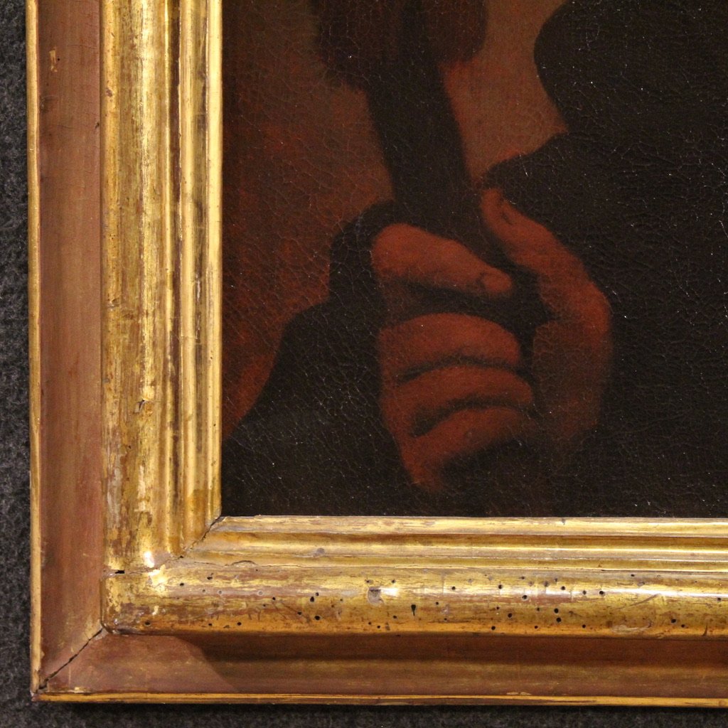 Tableau français ancien du 18ème siècle, portrait d'un soldat-photo-3