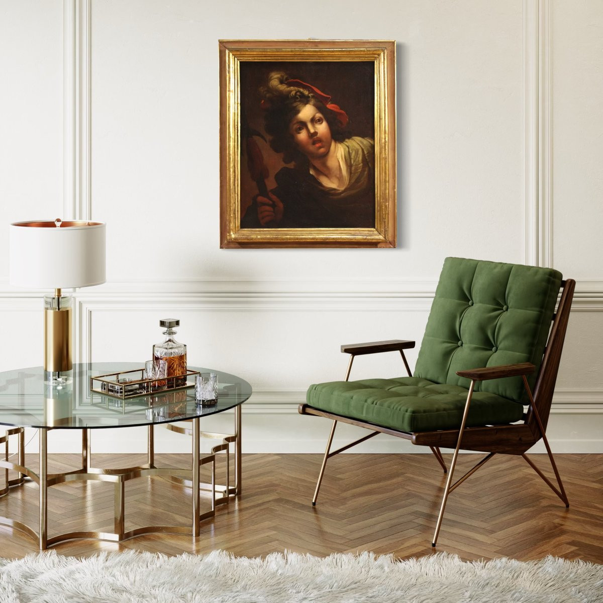 Tableau français ancien du 18ème siècle, portrait d'un soldat-photo-4