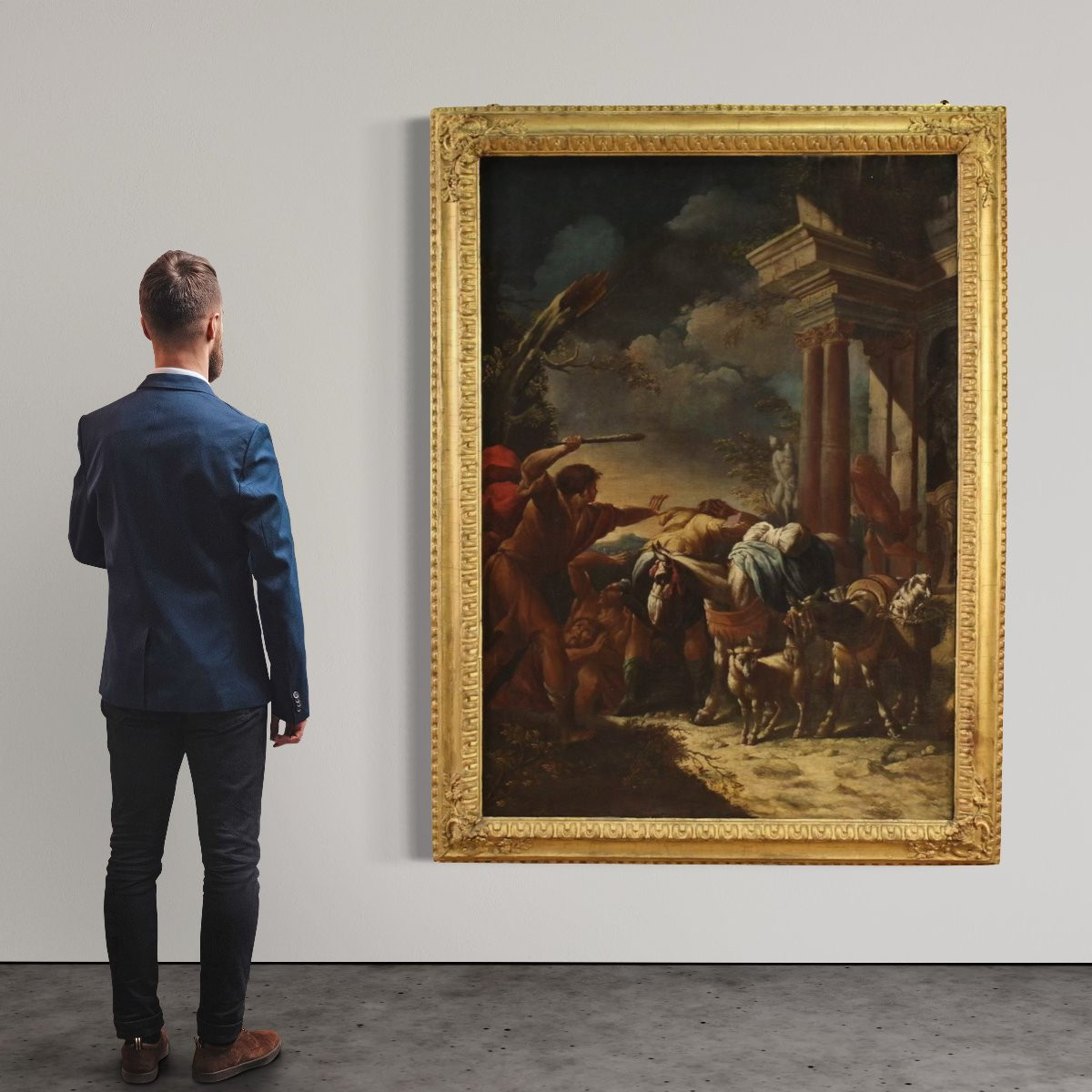 18th Century Italian Painting, Moses Drives Out The Shepherds -photo-1