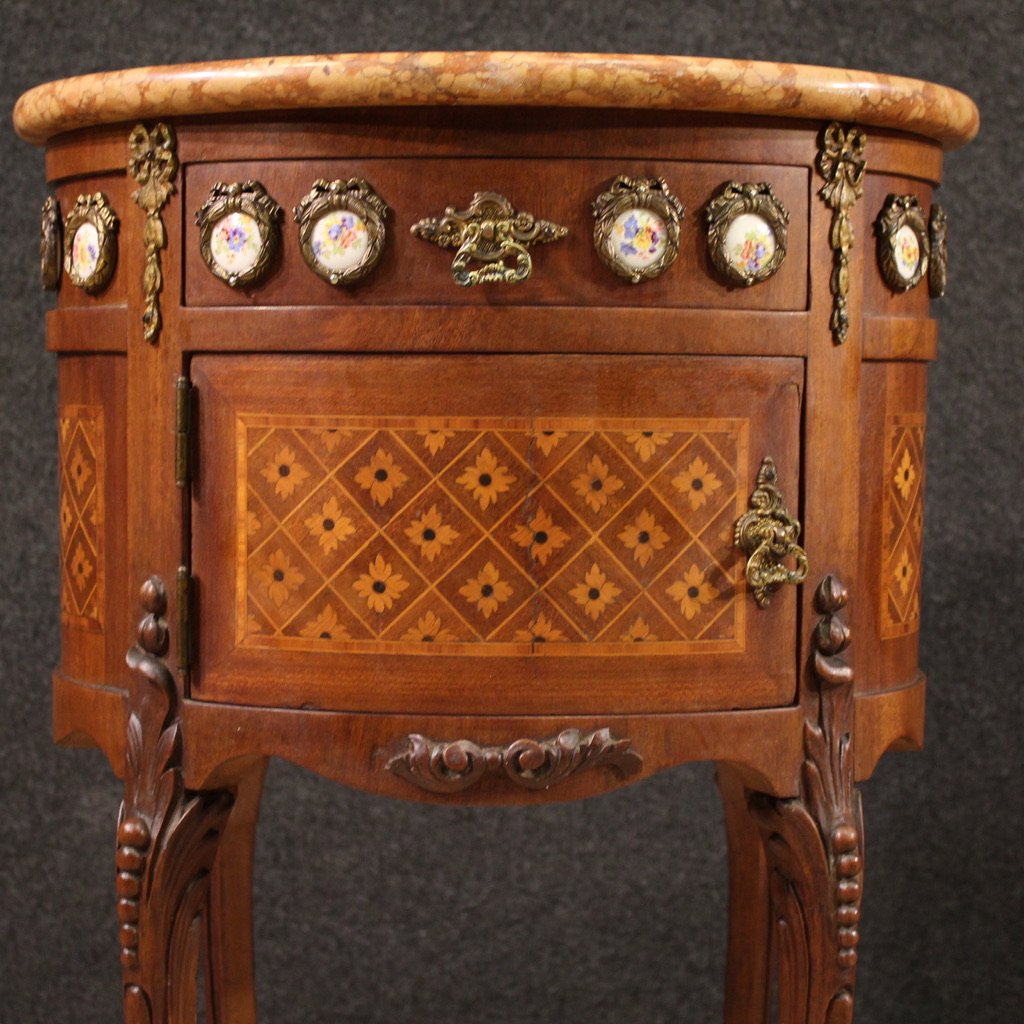 Paire de tables de chevet françaises incrustées du 20ème siècle-photo-5