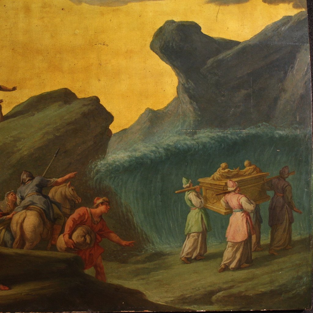 18th-century Italian Panel Painting, The Crossing Of The Jordan With The Ark Of The Covenant-photo-4