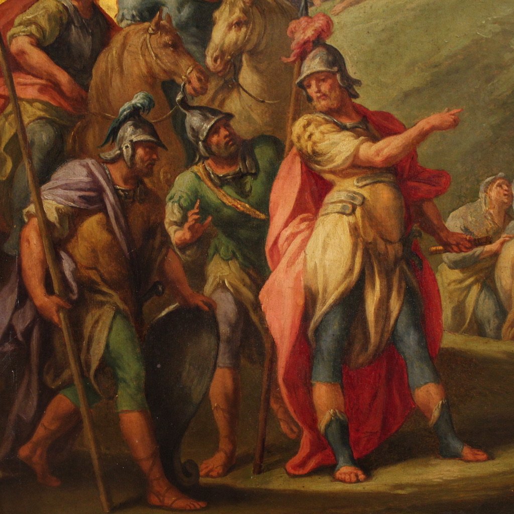 18th-century Italian Panel Painting, The Crossing Of The Jordan With The Ark Of The Covenant-photo-1