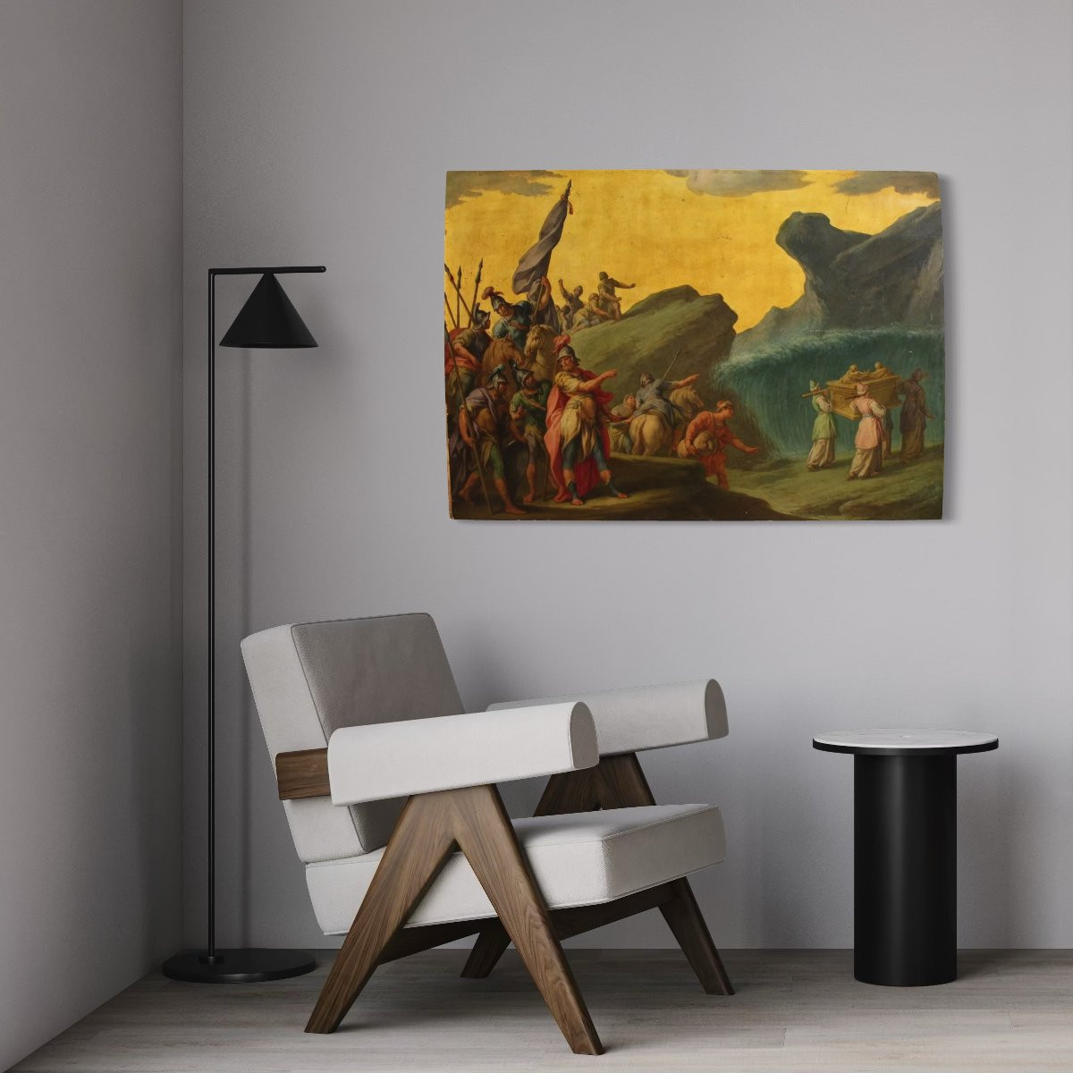 18th-century Italian Panel Painting, The Crossing Of The Jordan With The Ark Of The Covenant-photo-4