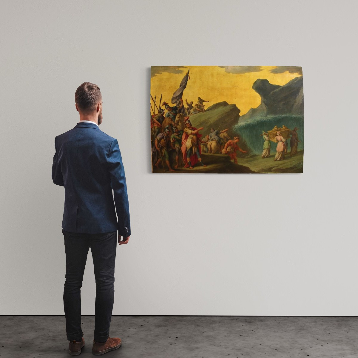 18th-century Italian Panel Painting, The Crossing Of The Jordan With The Ark Of The Covenant-photo-8