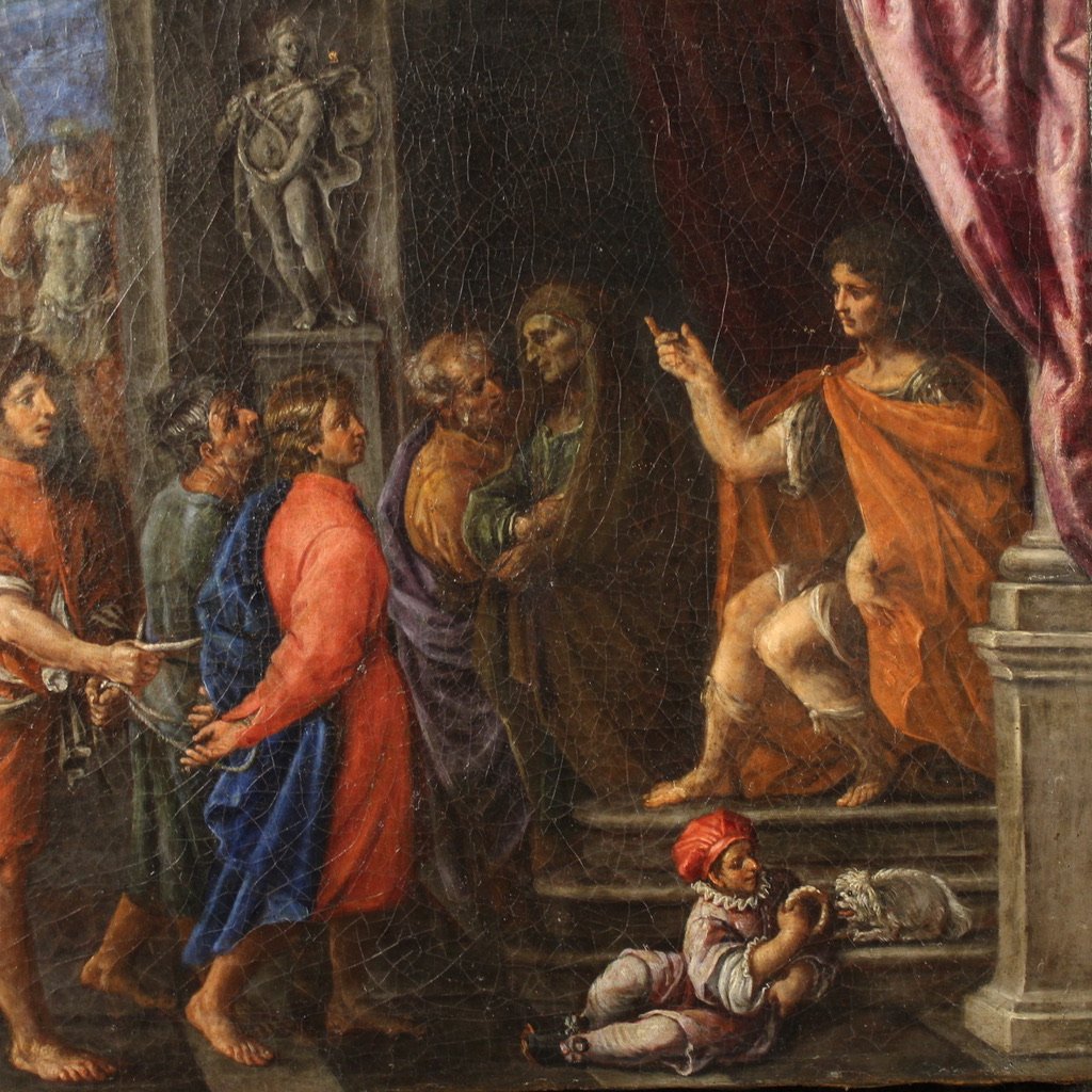 Antique Italian Painting From The 17th Century, The Martyrdom Of The Four Crowned Saints-photo-3