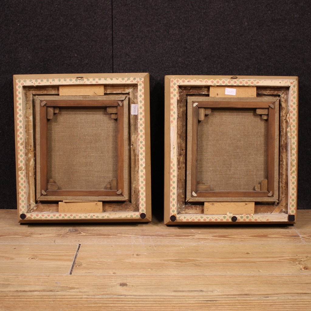 Paire de tableaux anciens du 18ème siècle, scènes galantes-photo-5