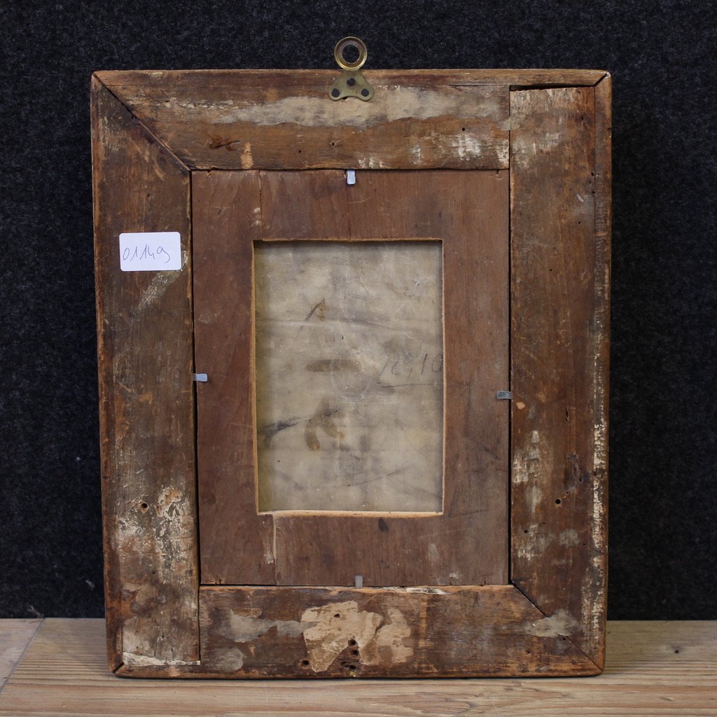 Ancienne peinture sur marbre du 17ème siècle, portrait d'un noble sud-américain-photo-3