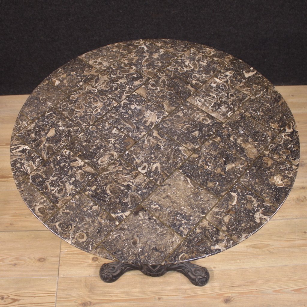 20th Century French Iron Bistro Table With Marble Top-photo-3