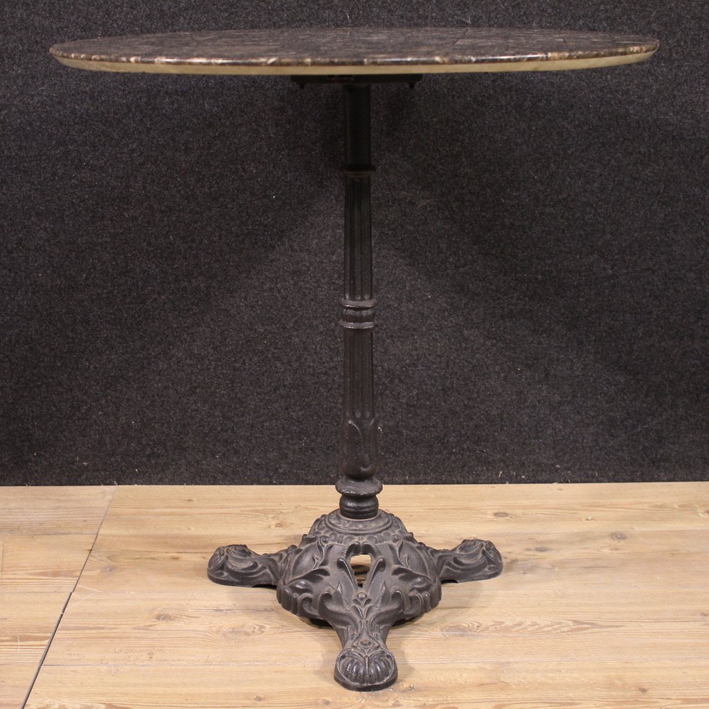 20th Century French Iron Bistro Table With Marble Top-photo-7