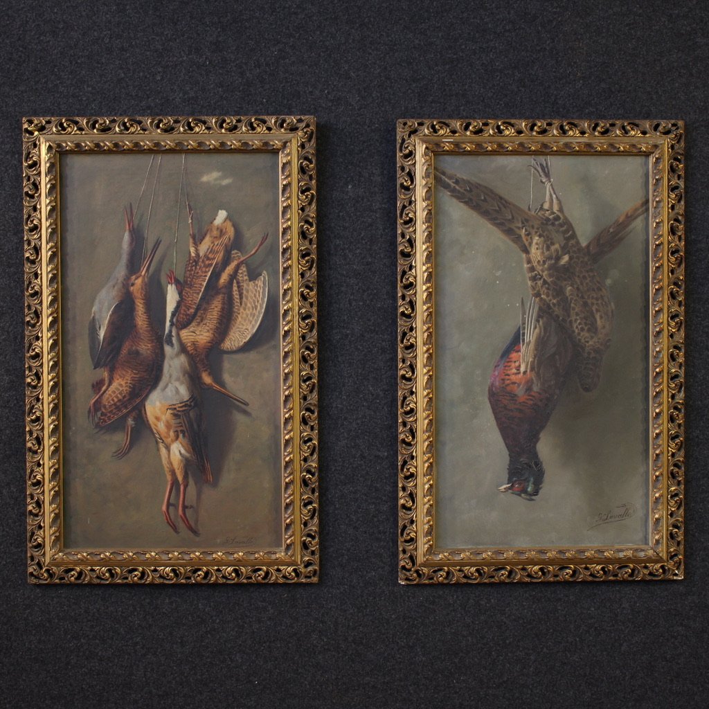 Signed Still Life Painting With Game From The 20th Century-photo-2