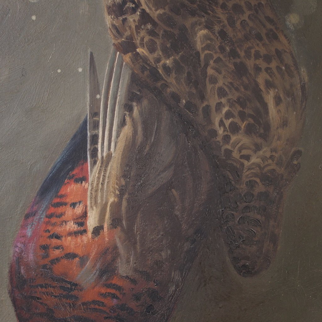 Signed Still Life Painting With Game From The 20th Century-photo-4