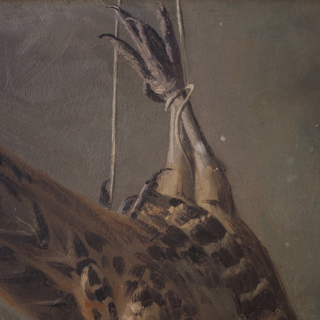 Signed Still Life Painting With Game From The 20th Century-photo-7