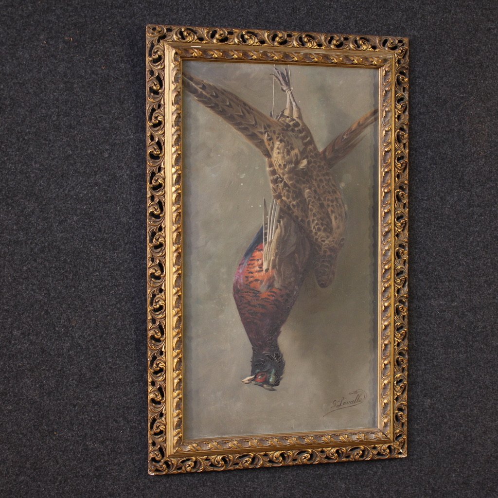 Signed Still Life Painting With Game From The 20th Century-photo-8